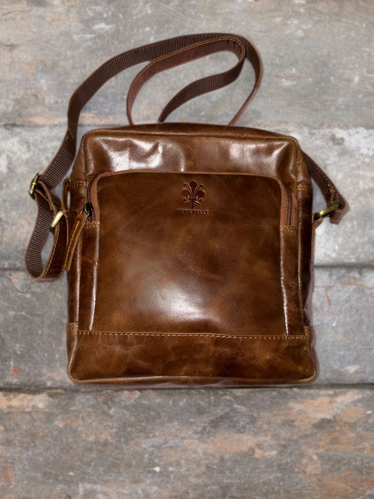 Exclusive cross body messenger for Gents made of premium crunch VT leather