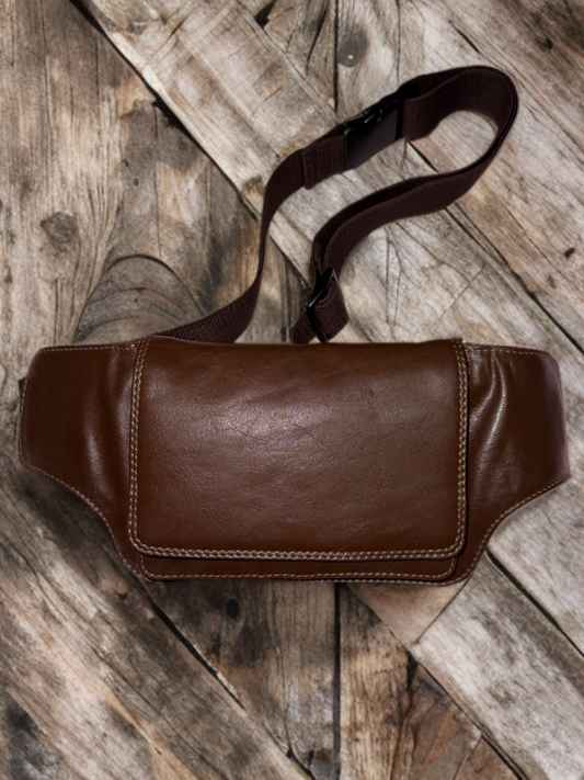 Brown Genuine Leather waist Bag for men and women