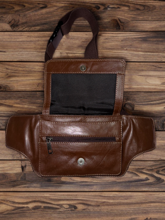 Brown Genuine Leather waist Bag for men and women
