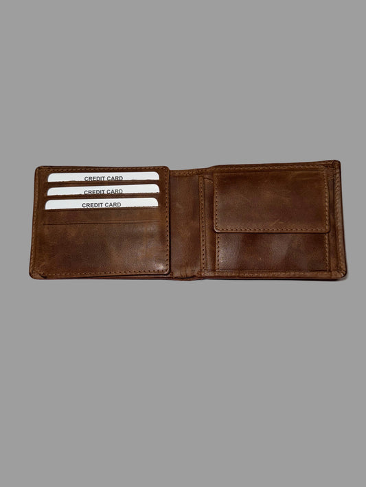 Bifold woven wallet with premium wash leather