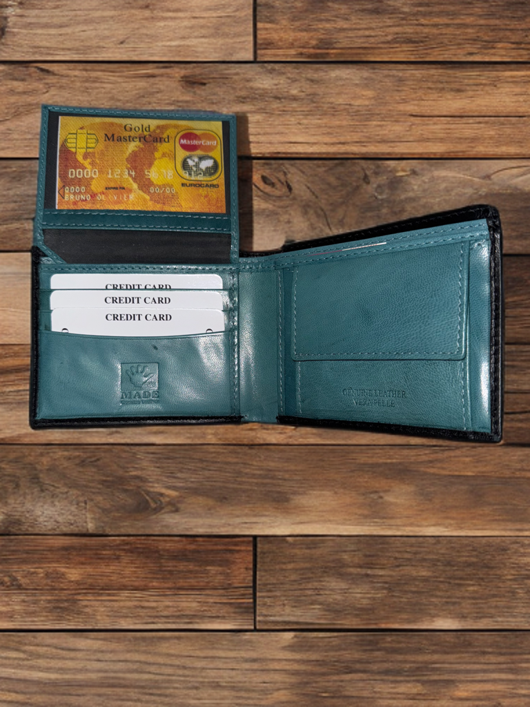 Soft nappa multi color bifold genuine leather wallet